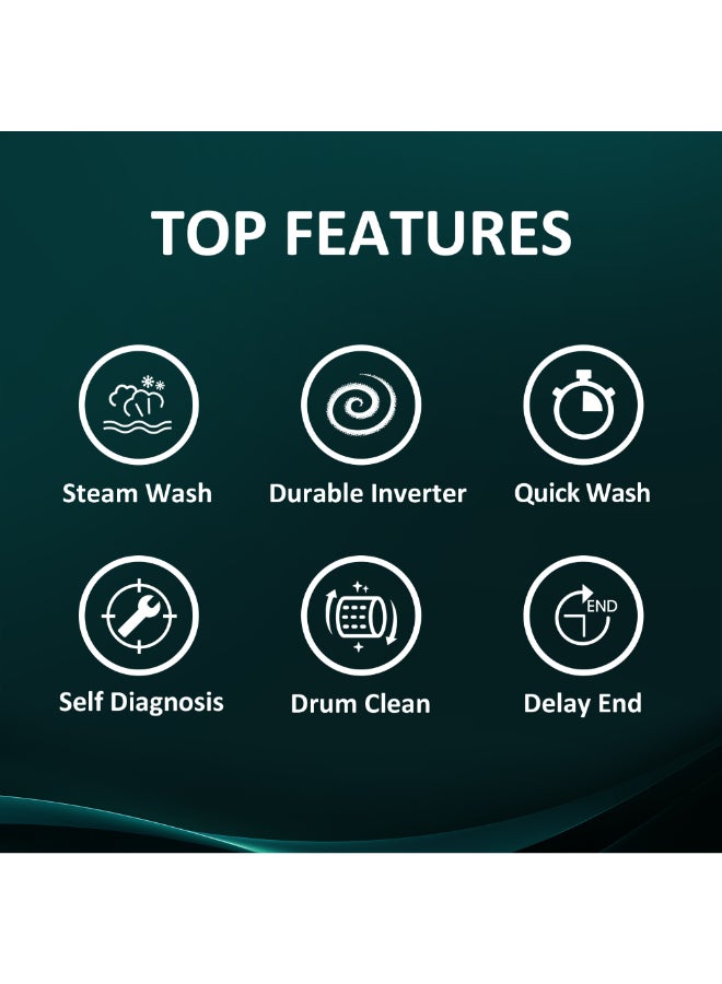 Hisense 8KG Front Load Washing Machine 1200RPM Steam Wash,Durable Inverter,Quick Wash,Self Diagnosis, Drum Clean,Delay End WFSQ8012VMW White - Image 3