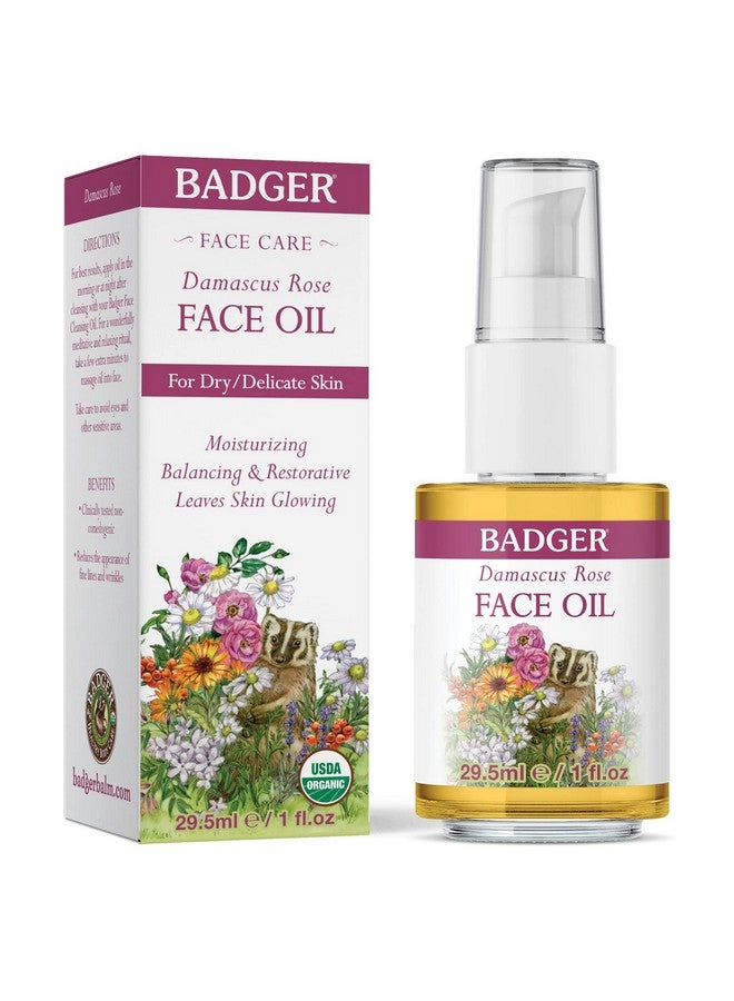 Badger زيت وجه مضاد للأكسدة من بلسم الورد الدمشقي عضوي معتمد 1 أونصة - Image 4