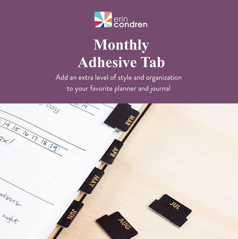 Erin Condren Designer Accessories - Monthly Adhesive Tabs, Neutral Metallic (Set of 12). Great for Organizing and Sorting in Planners, Agendas, or Notebooks by Month - Image 2