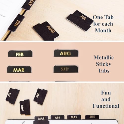 Erin Condren Designer Accessories - Monthly Adhesive Tabs, Neutral Metallic (Set of 12). Great for Organizing and Sorting in Planners, Agendas, or Notebooks by Month - Image 3