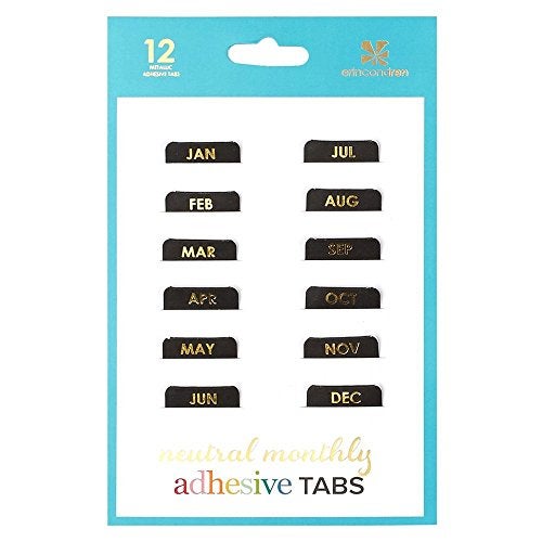 Erin Condren Designer Accessories - Monthly Adhesive Tabs, Neutral Metallic (Set of 12). Great for Organizing and Sorting in Planners, Agendas, or Notebooks by Month - Image 1