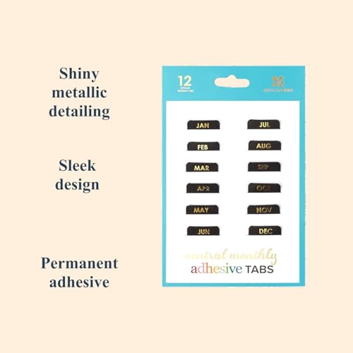 Erin Condren Designer Accessories - Monthly Adhesive Tabs, Neutral Metallic (Set of 12). Great for Organizing and Sorting in Planners, Agendas, or Notebooks by Month - Image 4