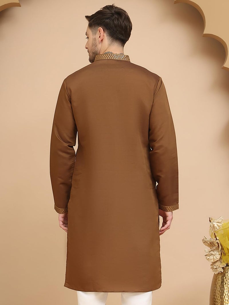 jompers قميص جومبرز بطول الركبة من مزيج الحرير مع تطريز النسر الذهبي - Image 3