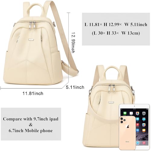 TrueArch Anti-Theft Cross Leather Backpack & Purse for Women | Shoulder Bag for Women and Girls | College Bag for Girls | Multipurpose Travel Bag | Durable | Convertible (Cream) - Image 5