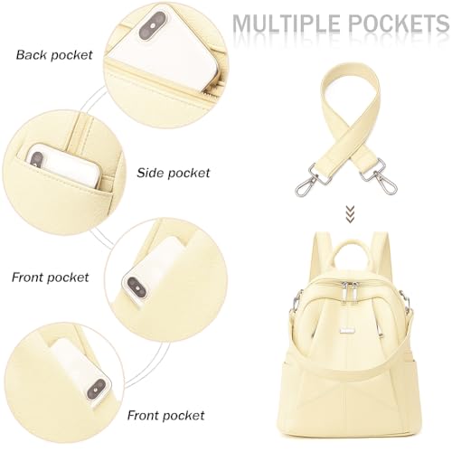 TrueArch Anti-Theft Cross Leather Backpack & Purse for Women | Shoulder Bag for Women and Girls | College Bag for Girls | Multipurpose Travel Bag | Durable | Convertible (Cream) - Image 2