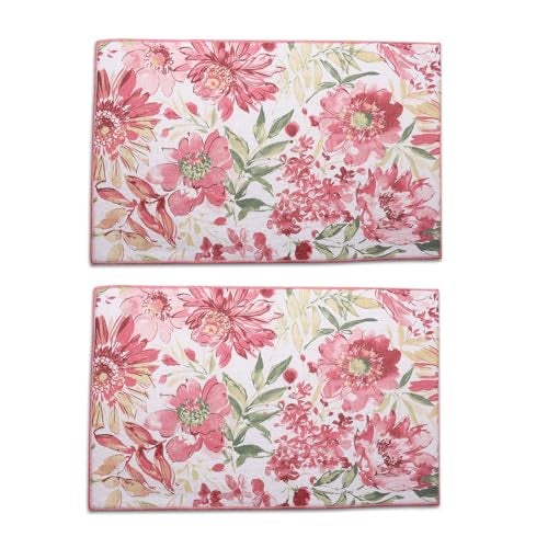 OAN Ultra Absorbent Reversible Microfiber Dish Drying Mat and Protector for Kitchen Counter Tops, Sinks - Folds for Compact Storage - Extra Large, (Pink Flowers 50x38 CM) - Image 1