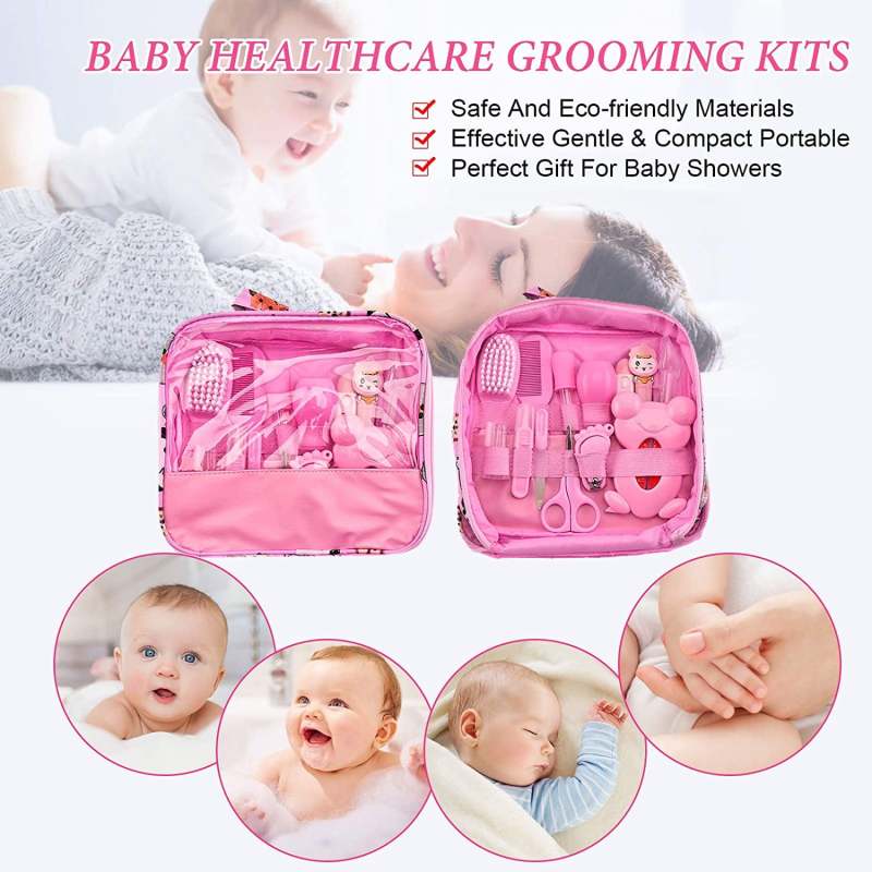 Baby Grooming Kit 15-Piece Portable Pink - Safe Hygiene Infant Care Kit for Newborn Daily Care - Image 4