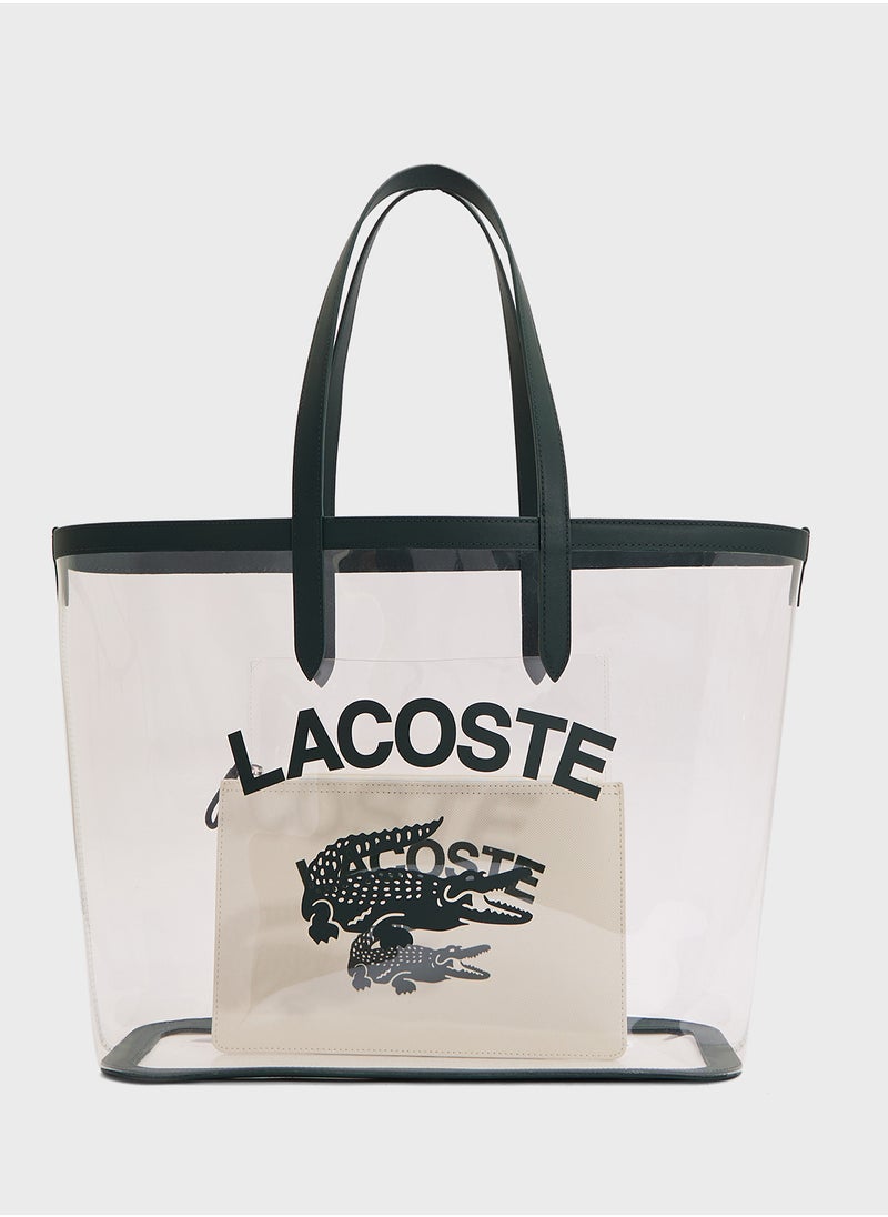 LACOSTE - Logo Detailed Top Handle Zip Over Tote - Image 1