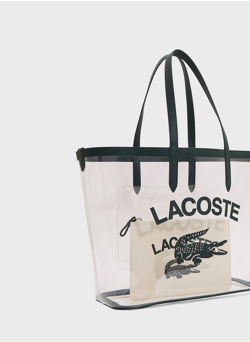 LACOSTE - Logo Detailed Top Handle Zip Over Tote - Image 1
