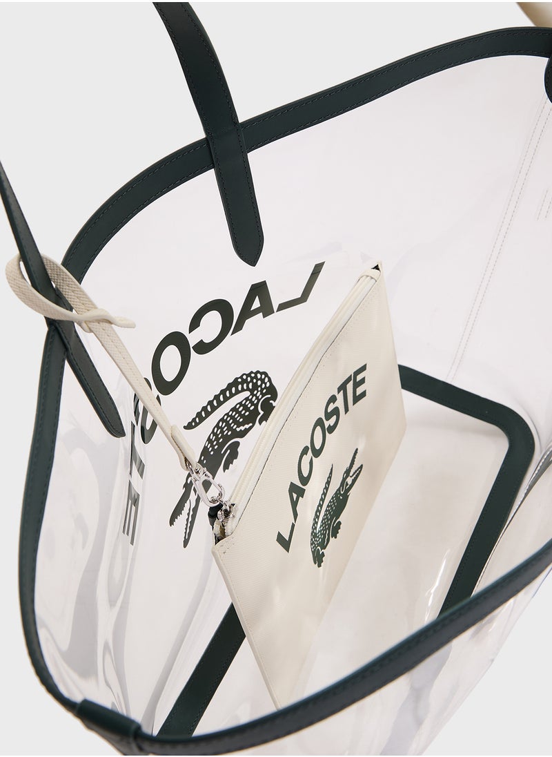 LACOSTE - Logo Detailed Top Handle Zip Over Tote - Image 1