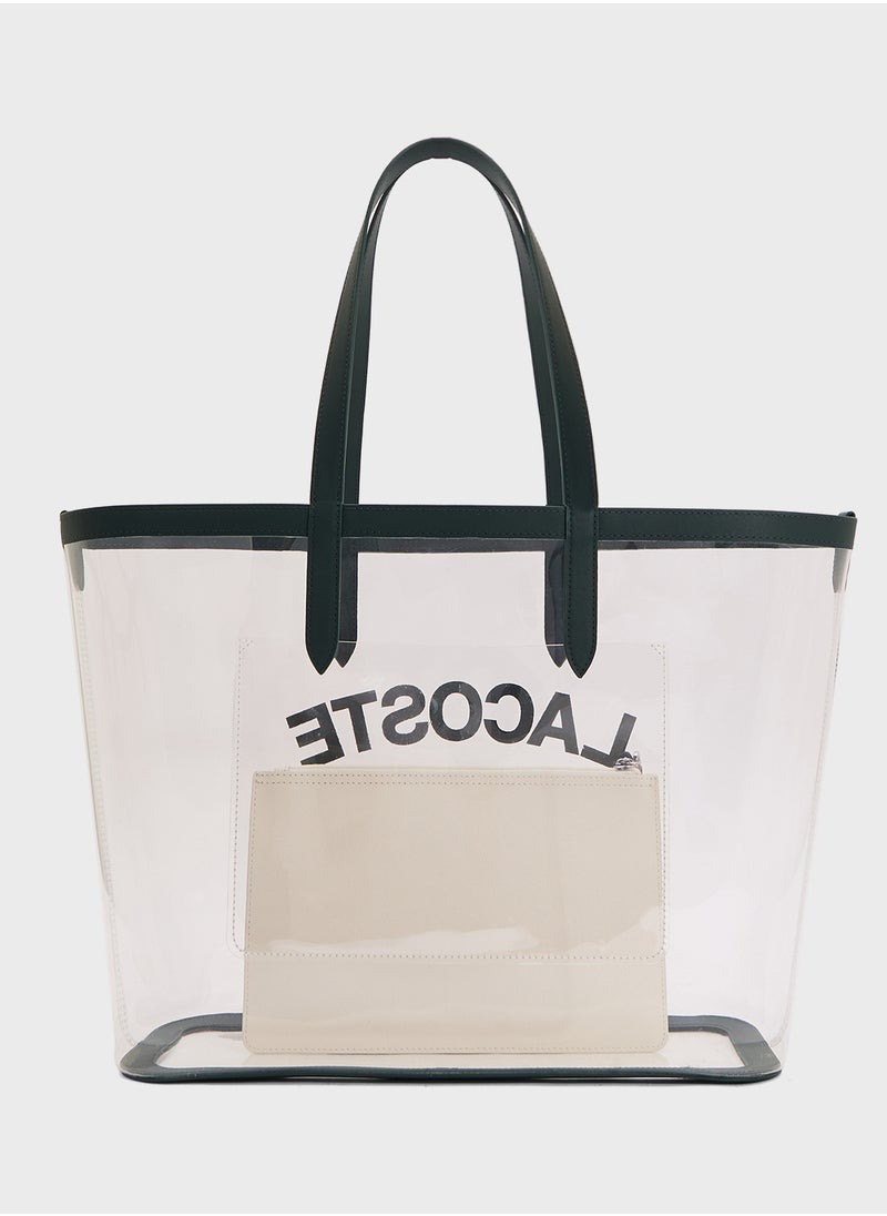 LACOSTE - Logo Detailed Top Handle Zip Over Tote - Image 1