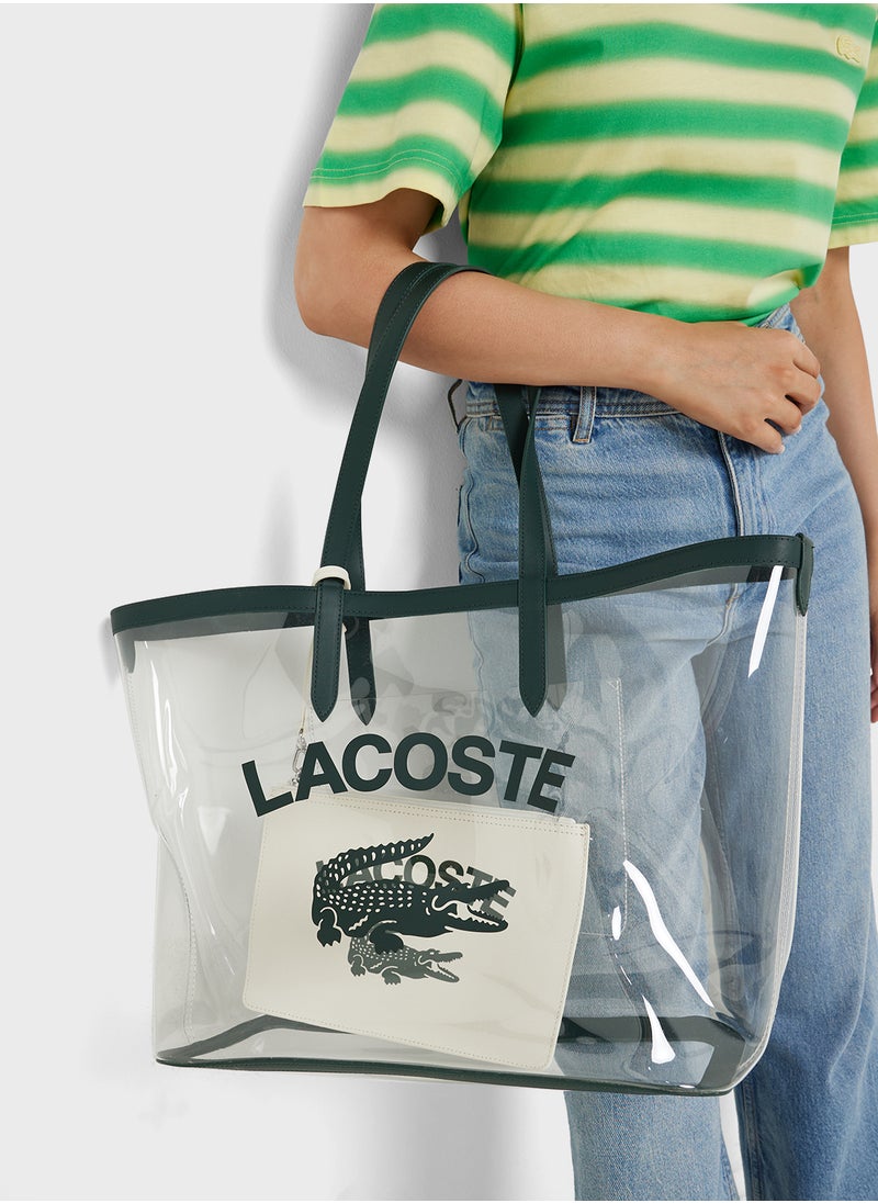 LACOSTE - Logo Detailed Top Handle Zip Over Tote - Image 1