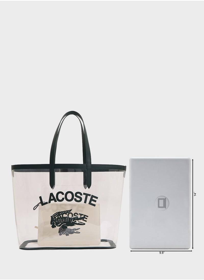 LACOSTE - Logo Detailed Top Handle Zip Over Tote - Image 1