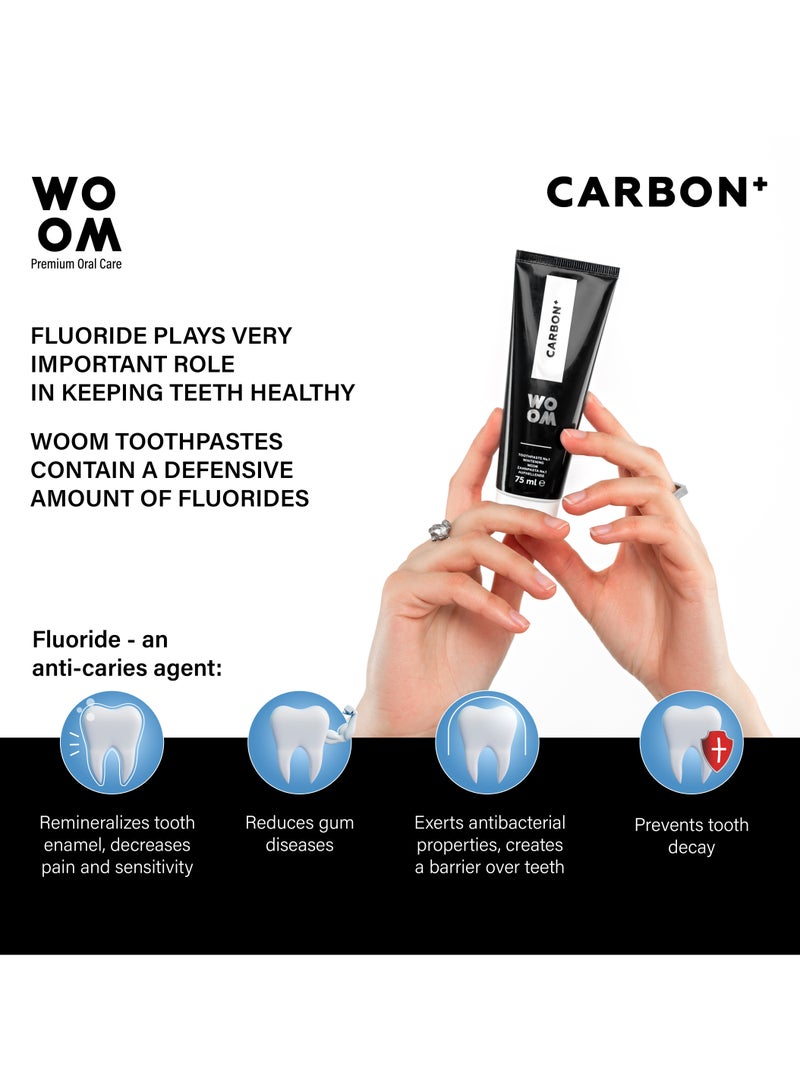 Woom Toothpaste WOOM CARBON Black Whitening Toothpaste with Charcoal, Premium EU Quality, Spain, 75 ml - Image 5