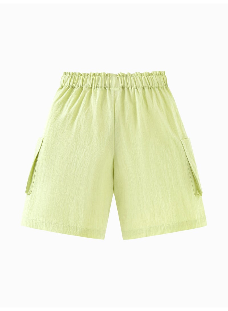 mini bala Girls Kids Casual Elastic Waist Stylish Cargo Pocket Shorts Soft Breathable Lightweight Comfortable Summer New Style Loose - Fitting Daily Wear Children's Fashion Shorts - Image 5