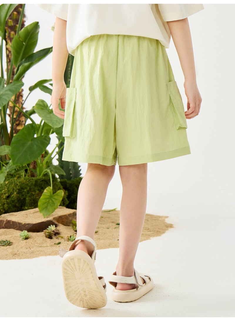 mini bala Girls Kids Casual Elastic Waist Stylish Cargo Pocket Shorts Soft Breathable Lightweight Comfortable Summer New Style Loose - Fitting Daily Wear Children's Fashion Shorts - Image 3