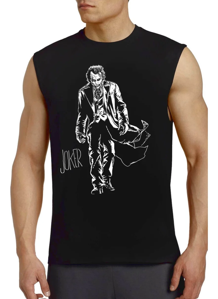 Rock&Roll Joker Black Cut-Off Sleeve with Coat | Sleeveless Men's T-Shirt | Athlete