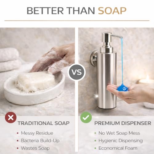 Veer Jaguar Liquid Stainless Steel Soap Dispenser - Wall Mounted for Bathroom & Wash Basin | Handwash Bottle Holder, Shampoo Dispenser, Liquid Handwash Container for Kitchen & Home (500 ml) - Image 4