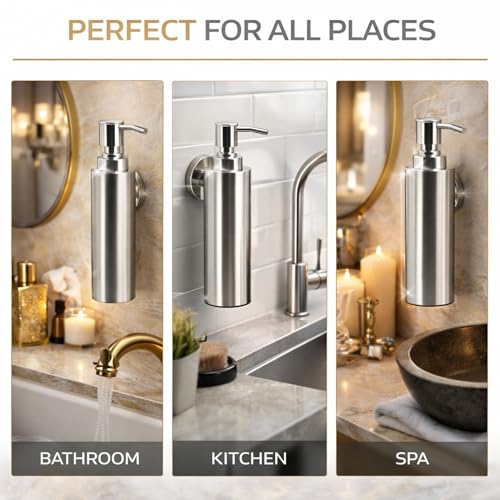 Veer Jaguar Liquid Stainless Steel Soap Dispenser - Wall Mounted for Bathroom & Wash Basin | Handwash Bottle Holder, Shampoo Dispenser, Liquid Handwash Container for Kitchen & Home (500 ml) - Image 2