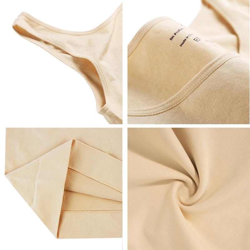 EUYZOU Women's 3PK Tummy Control Shapewear Tank Tops - Seamless Body Shaper Compression Top - Black/White/Coffee L - Image 5