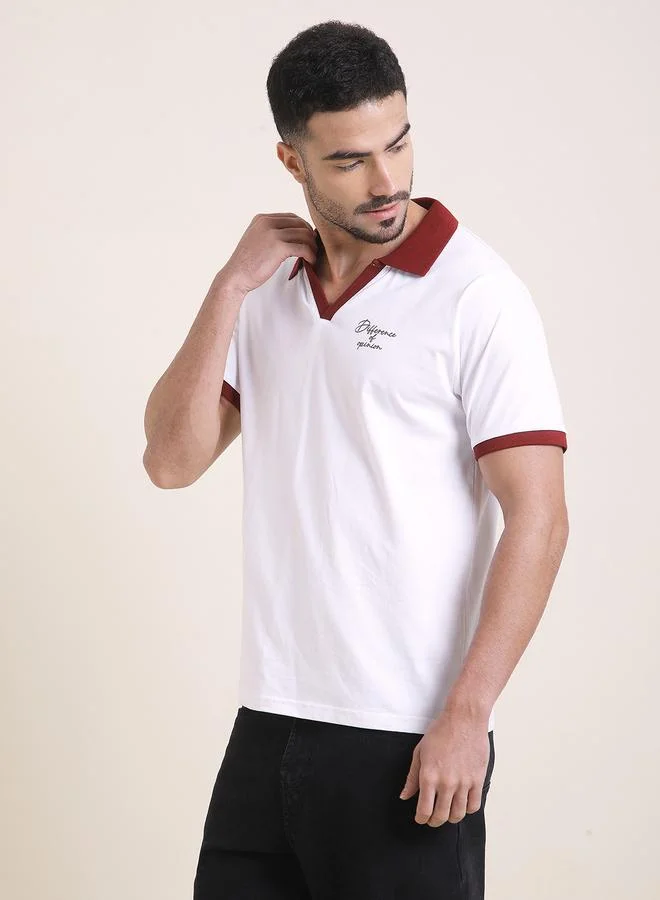 ديفيرينس أوف أوبينيون تيشيرت بولو مطبع بقصة مريحة للرجال