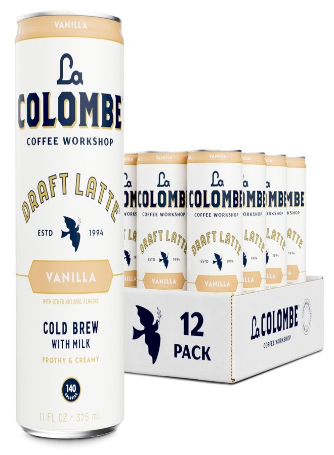 La Colombe قهوة لا كولومب، لاتيه فانيليا، علب سعة 11 أونصة سائلة (عبوة من 12 علبة)، قهوة باردة عالية الجودة، حبوب قهوة ممتازة، جاهزة للشرب أثناء التنقل - Image 1