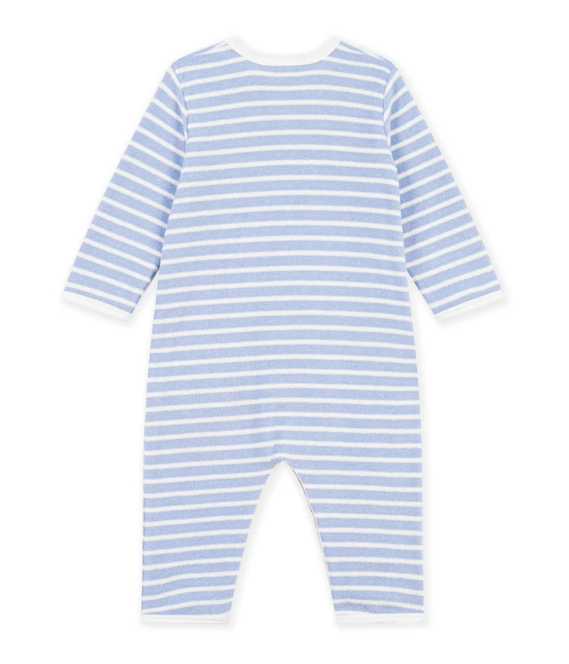 Petit Bateau Babies' Footless Stripy Cotton Terry Pyjama Suit