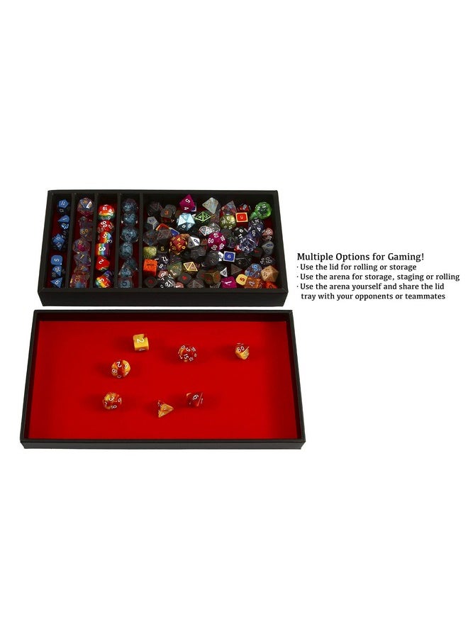 Forged Dice Co. Dice Battle Pit Dice Tray 2 Dice Trays In 1 With Staging Area Rolling Tray And Storage Compatible With Any Dice Game D&D And Rpg Gaming Red  - Image 5
