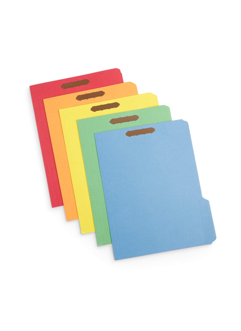 Blue Summit Supplies 50 Fastener File Folders, 1/3 Cut Reinforced Tab, Durable 2 Prongs Designed to Organize Standard Medical Files, Law Client Files, or Office Reports, Letter Size, Assorted Colors, 50 Pack  - Image 1