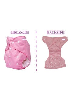 Tinny Tots Pack Of 2 Pocket Button Style Baby Reusable Cloth Diaper Winter Autumn Special Adjustable With 3 Bamboo Charcoal Inserts Pad(5 Layers) For New Borns Toddlers Infants(Pg)  - Image 4