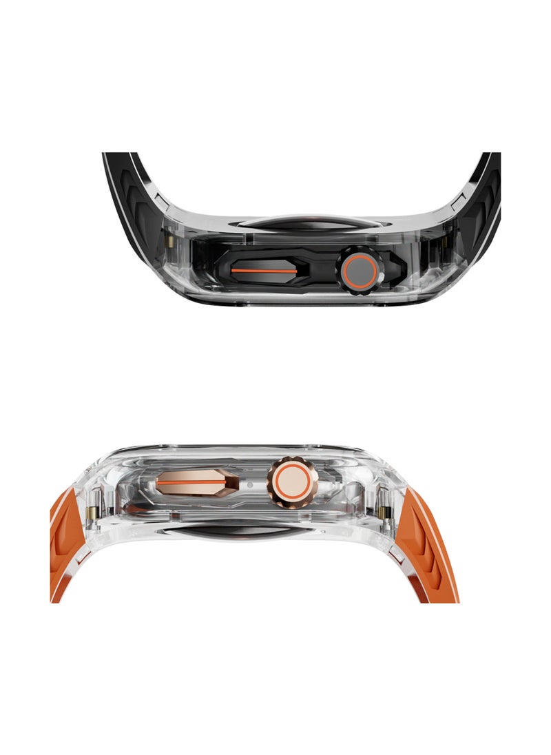 CoomBe - TPU Full Protector Sport Watch Strap/Watchband for Apple iWatch Series 9/8/7/6/5/4/SE 44/45mm Orange/Clear - Image 1