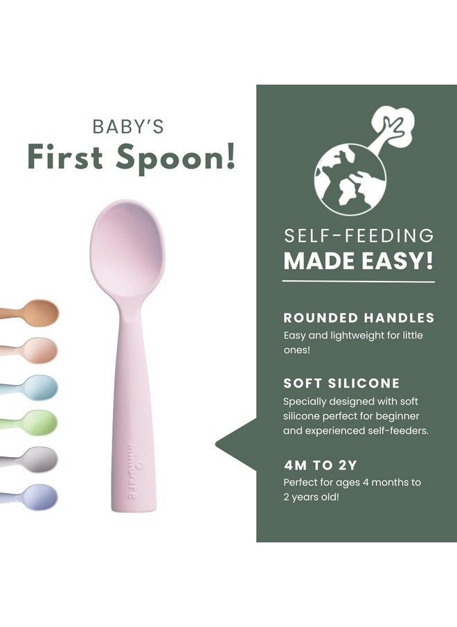 Miniware Silicone Baby Spoon For Training Bpa Free Baby Utensils Baby Spoons Self Feeding 6 Months | 100% Food Grade Silicone Modern & Dishwasher Safe Toddler Spoons (Cotton Candy And Toffee)  - Image 2