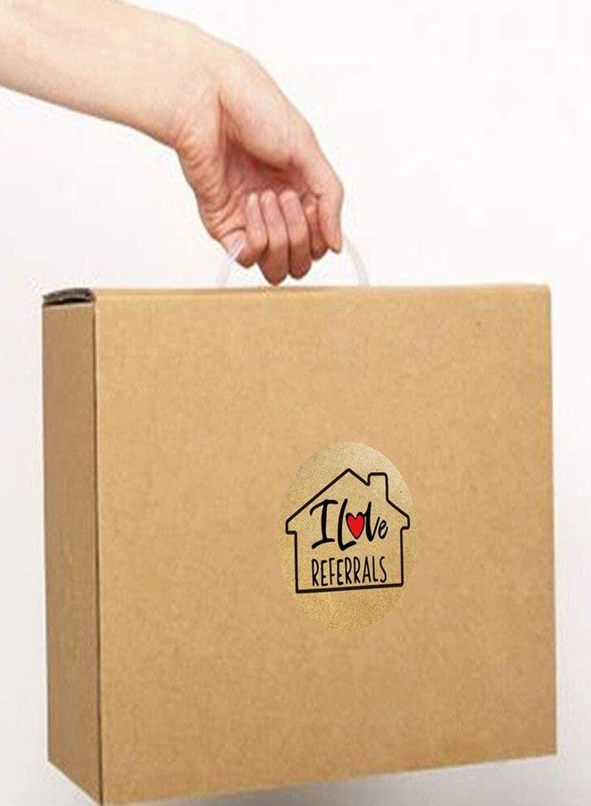 Remarkable House Shaped I Love Referrals Sticker 1.5" - Natural Brown Kraft Real Estate Agents and Sales Supplies 504 Round Adhesive Labels (Brown? - Image 4