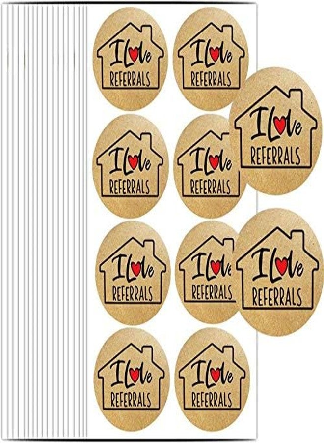 Remarkable House Shaped I Love Referrals Sticker 1.5" - Natural Brown Kraft Real Estate Agents and Sales Supplies 504 Round Adhesive Labels (Brown? - Image 2