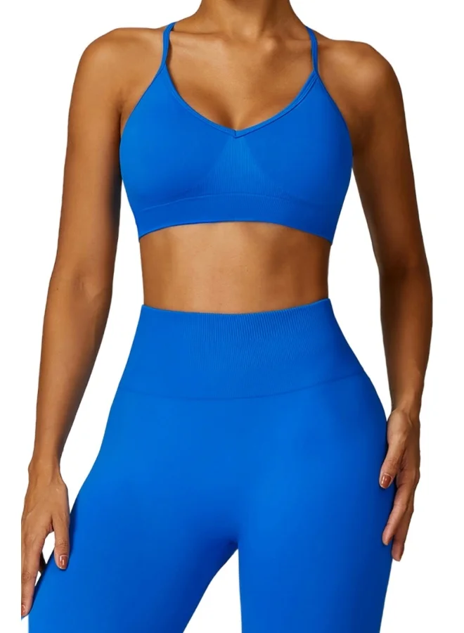 KAWN.YOGA Womens Cross Striped Back Sports Bra - Padded Low Impact Workout Yoga Bra with Removable Built in Bra