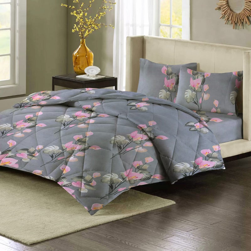 VAS COLLECTIONS VAS COLLECTION® All Weather Microfiber Comforter/Duvet/AC Quilt/Blanket - Reversible with Siliconised Filling - 200 GSM |Double - 220x240 cms (Orange & Blue) - Image 3