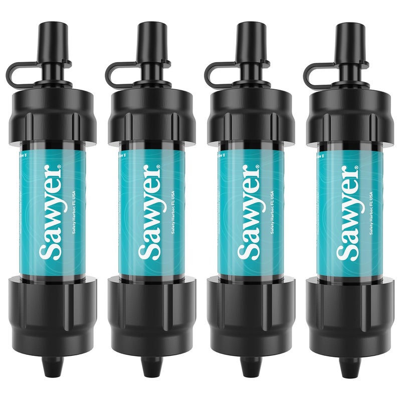 Sawyer Products SP3404 Mini Water Filtration System, Filter and Cleaning Plunger only, 4-Pack, Teal - Image 1