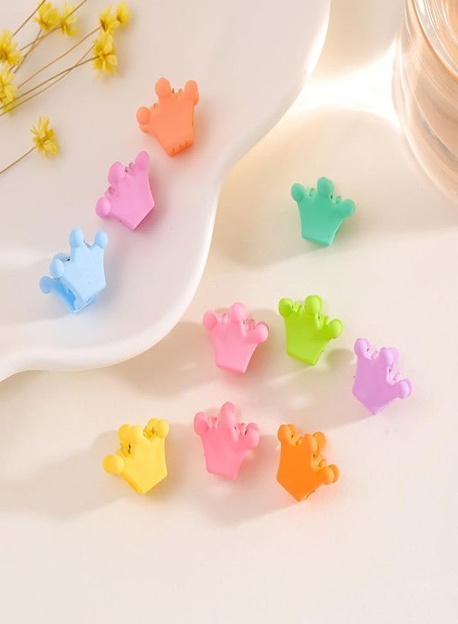 DHANABAPA 24 Pcs Matte Princess Crown Mini Hair Claw Clips for Girls - Cute Pastel & Neutral Small Hair Pins Set - Non-Slip Decorative Hair Accessories for Kids, Toddlers, and Daily - Multicolor. - Image 4