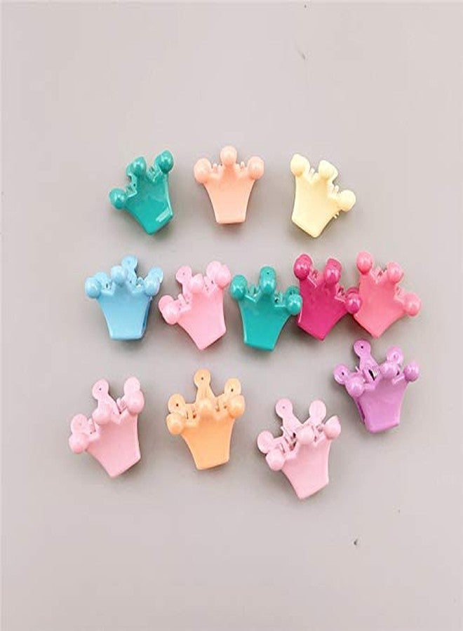 DHANABAPA 24 Pcs Matte Princess Crown Mini Hair Claw Clips for Girls - Cute Pastel & Neutral Small Hair Pins Set - Non-Slip Decorative Hair Accessories for Kids, Toddlers, and Daily - Multicolor. - Image 1