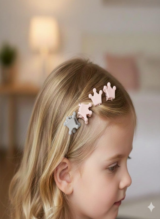 DHANABAPA 24 Pcs Matte Princess Crown Mini Hair Claw Clips for Girls - Cute Pastel & Neutral Small Hair Pins Set - Non-Slip Decorative Hair Accessories for Kids, Toddlers, and Daily - Multicolor. - Image 5