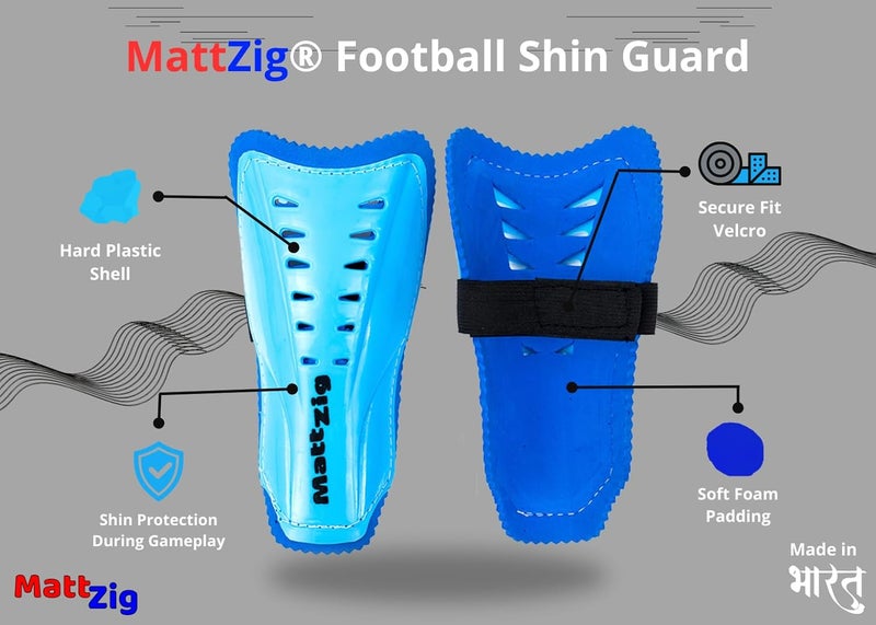 MATTZIG ® Club Football Kit (One Pair of Striped Lycra Socks + One Pair of Shin Guard + One Pair of Cotton Arm Sleeves + One Kit Bag) (Light Blue) - Image 3