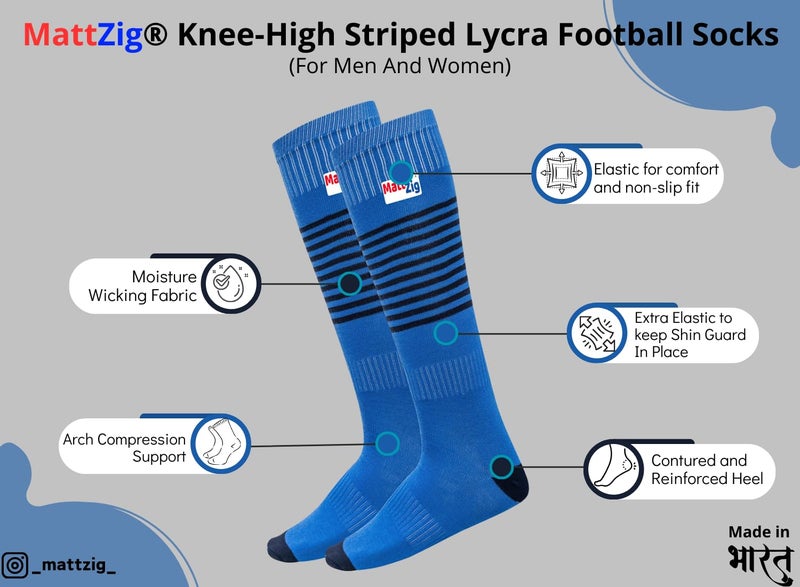 MATTZIG ® Club Football Kit (One Pair of Striped Lycra Socks + One Pair of Shin Guard + One Pair of Cotton Arm Sleeves + One Kit Bag) (Light Blue) - Image 2