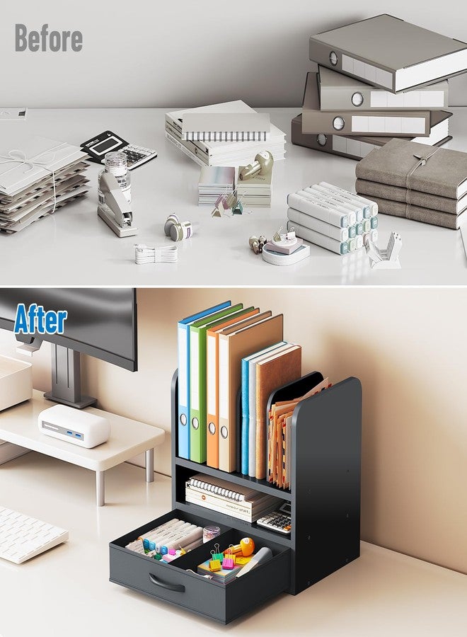 NiOffice Desk File Organizer for Home, Office, School, Wooden Frame Desktop Storage Solution for Office Supplies, Documents, Papers, Folders and Stationery, Space-Saving and Stylish Document Sorter - Image 4