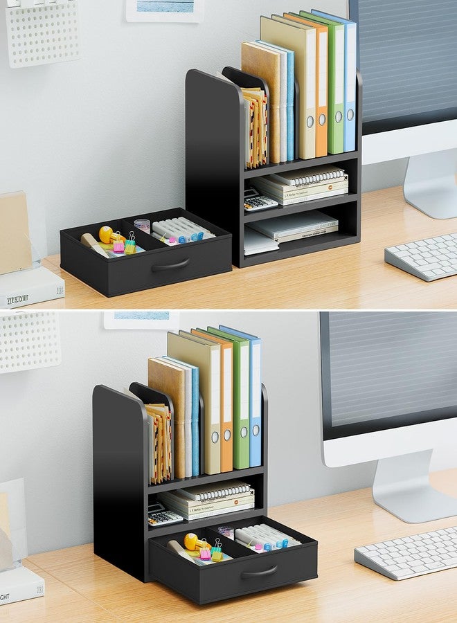 NiOffice Desk File Organizer for Home, Office, School, Wooden Frame Desktop Storage Solution for Office Supplies, Documents, Papers, Folders and Stationery, Space-Saving and Stylish Document Sorter - Image 2