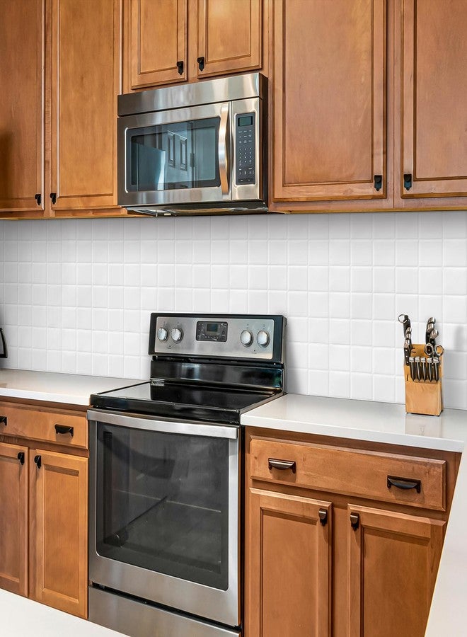DEWOO Square White Peel and Stick Backsplash Tiles Self Adhesive Subway Checkered for Kitchen Bathroom Wall (10-Sheet,12"×12") - Image 3