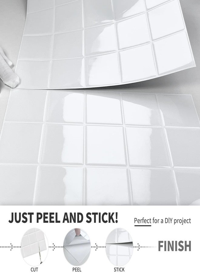 DEWOO Square White Peel and Stick Backsplash Tiles Self Adhesive Subway Checkered for Kitchen Bathroom Wall (10-Sheet,12"×12") - Image 5
