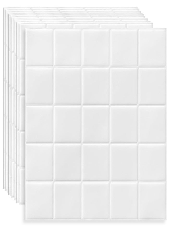 DEWOO Square White Peel and Stick Backsplash Tiles Self Adhesive Subway Checkered for Kitchen Bathroom Wall (10-Sheet,12"×12") - Image 1