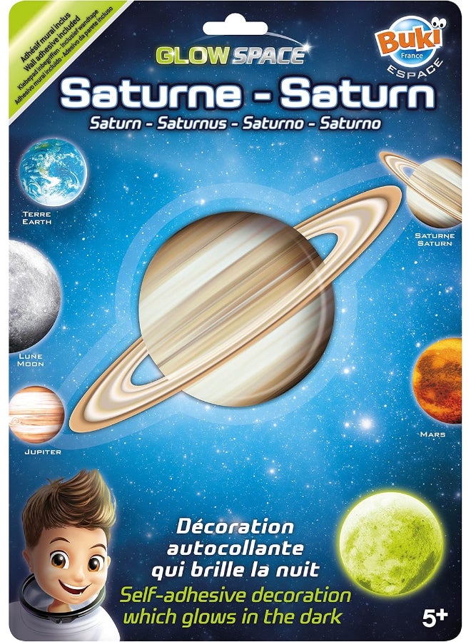 Buki Glow Space Saturn Glow-in-the-Dark Self-Adhesive Wall Sticker (20 cm) - Image 1