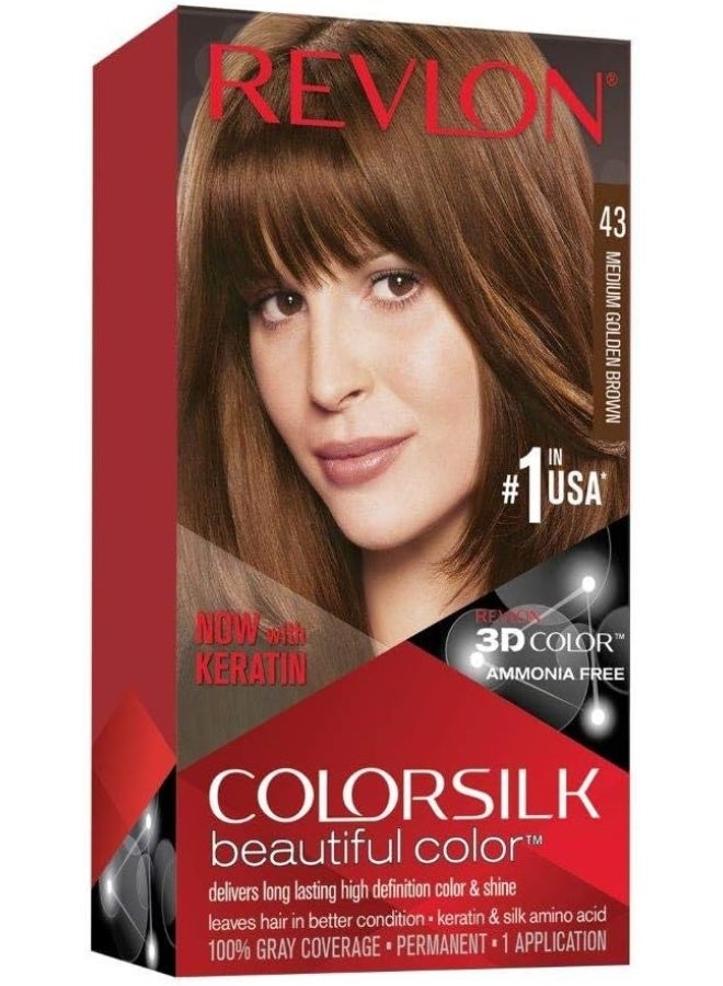 ريفلون صبغة شعر كولور سيلك، بني ذهبي متوسط ​​[43] - Image 1