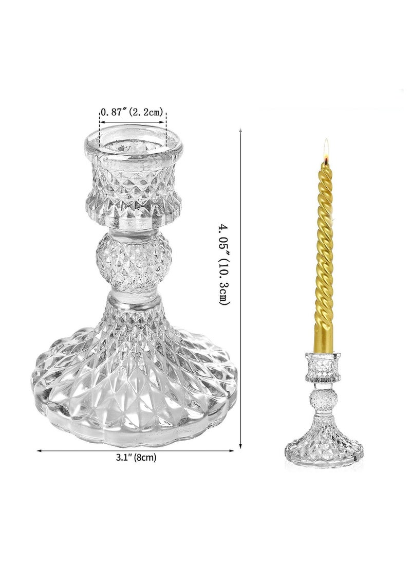 Home zone Glass Candlestick Holders 4 Inch Taper Candle Holders Clear Glass Candle Holders for Wedding Festival, Party & Festival Decor - Image 5